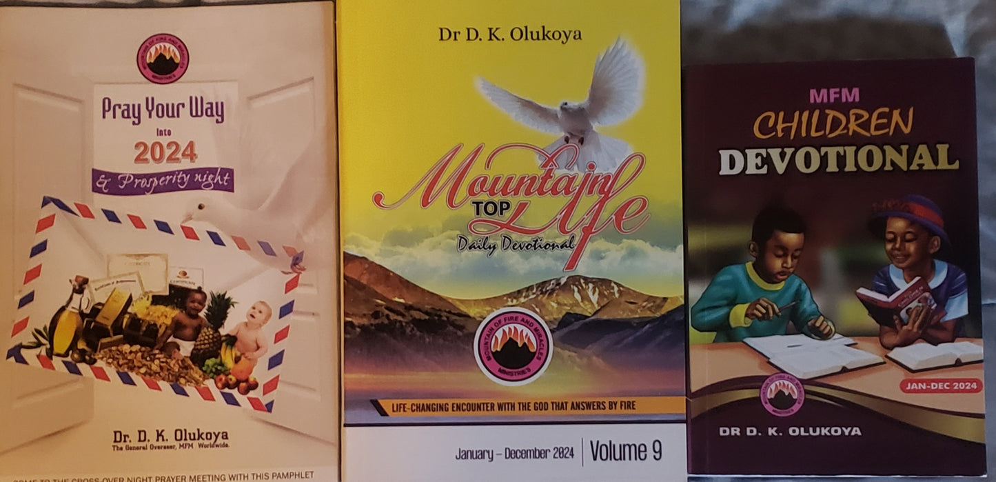 Pray Your Way Into 2024 & Prosperity Night, Mountain Top Life Daily Devotional 2024, and MFM Children Devotional Combo