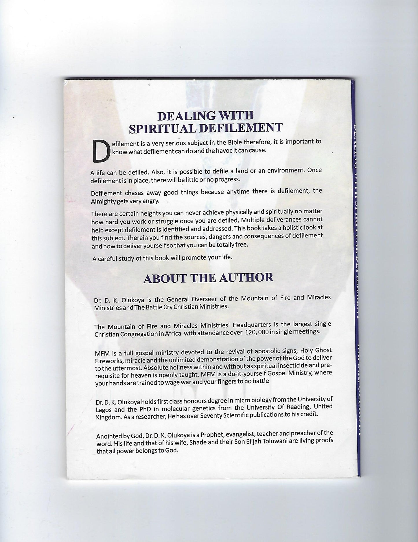 Dealing With Spiritual Defilement