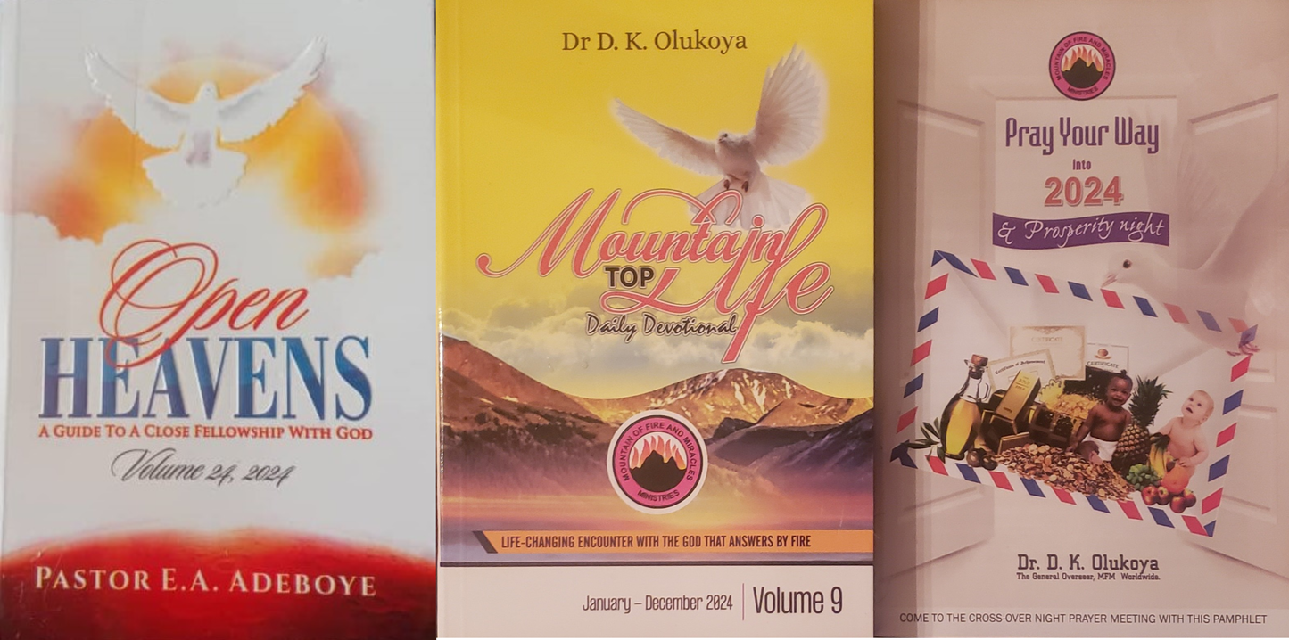 Open Heavens 2024, Mountain Top Life Daily Devotional 2024, and Pray Your Way Into 2024 & Prosperity Night Combo